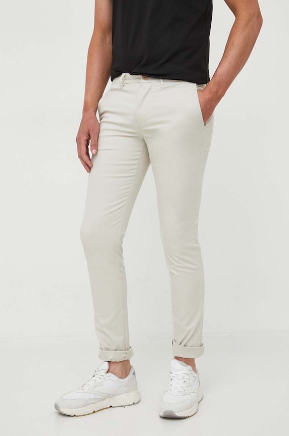 Tommy Hilfiger spodnie tkanina beżowy MW0MW26619