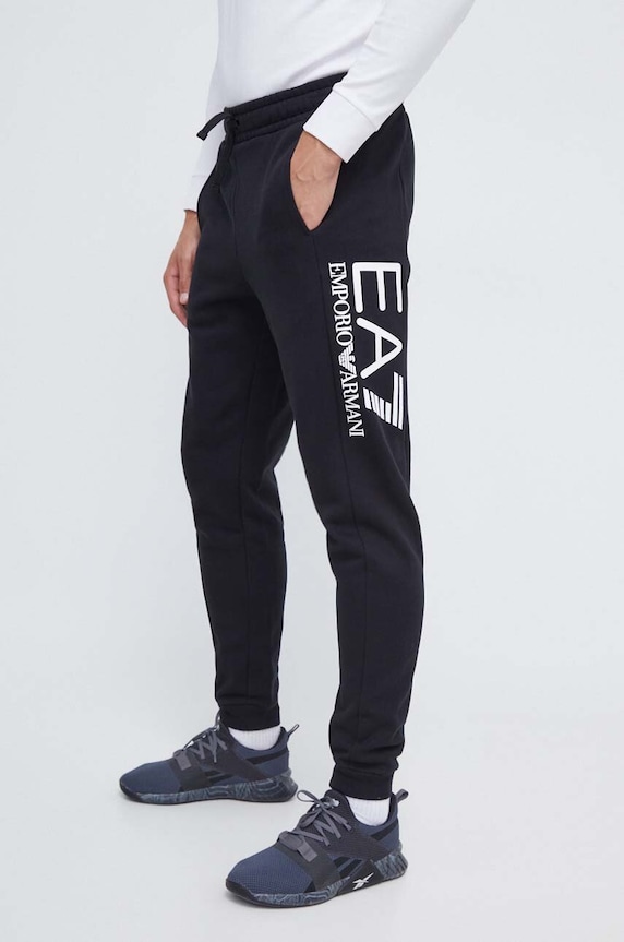 Памучен спортен панталон EA7 Emporio Armani памук черен 6RPP58.PJSLZ