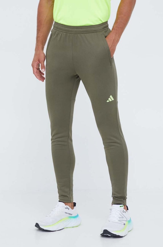 Hlače za trening adidas Performance Train Essentials Seasonal pletivo zelena IJ9611