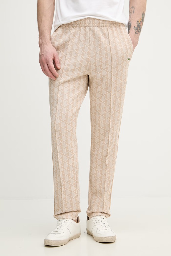 Lacoste pantaloni de trening cu bumbac pentru bărbați tricotaj bej XH1440
