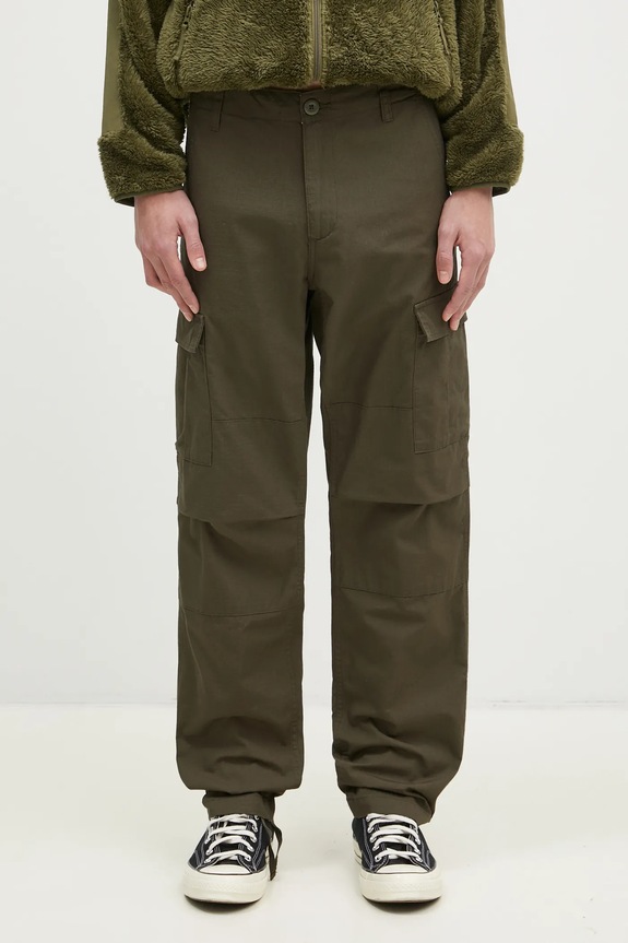 Хлопковые брюки Carhartt WIP гладкий зелёный I032468.6302