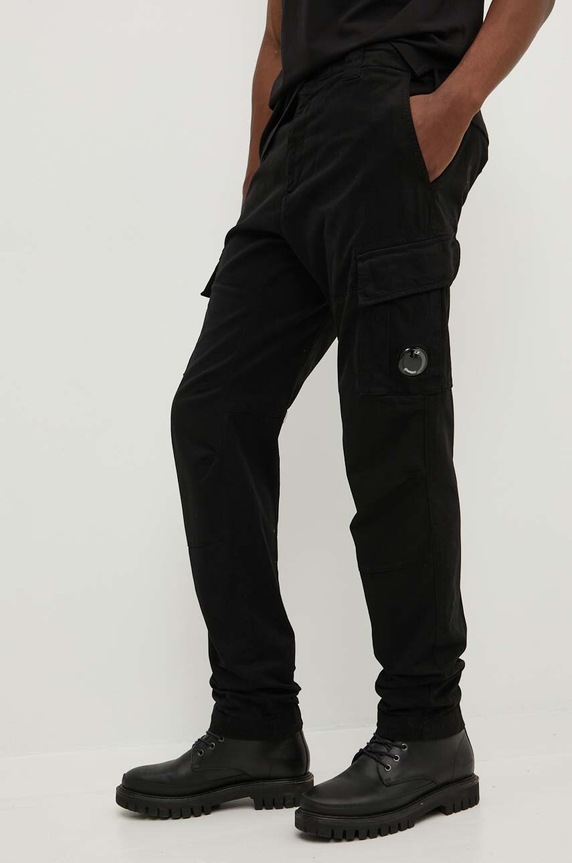 C.P. Company trousers STRETCH SATEEN CARGO PANTS with elastane black 15CMPA186A005529G