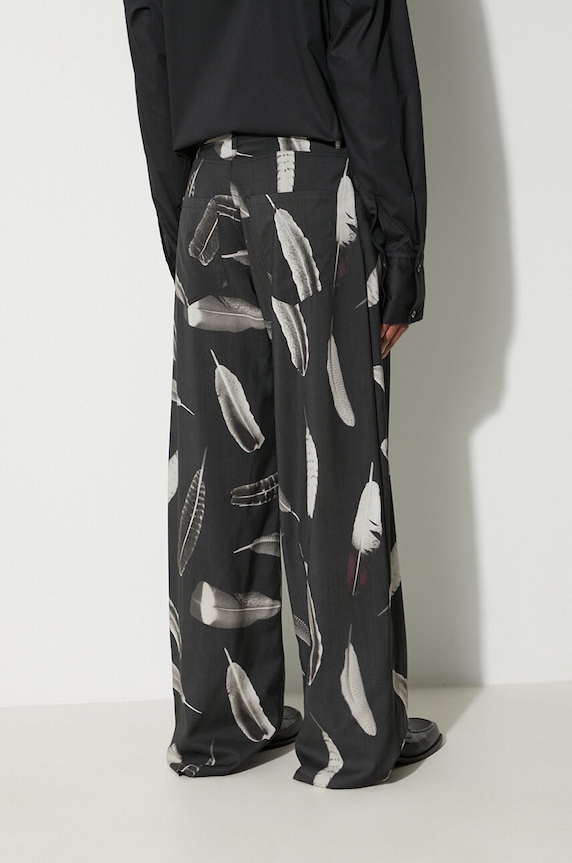 Ρούχα Μάλλινο παντελόνι Marcelo Burlon Aop Wind Feathers CMCA187F23FAB0031001 μαύρο