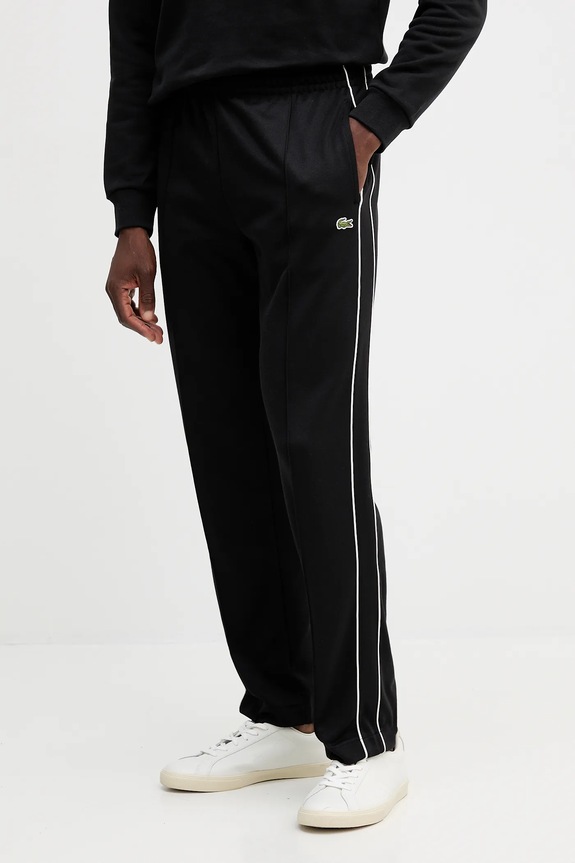 Lacoste pantaloni de trening bărbați tricotaj negru XH1412