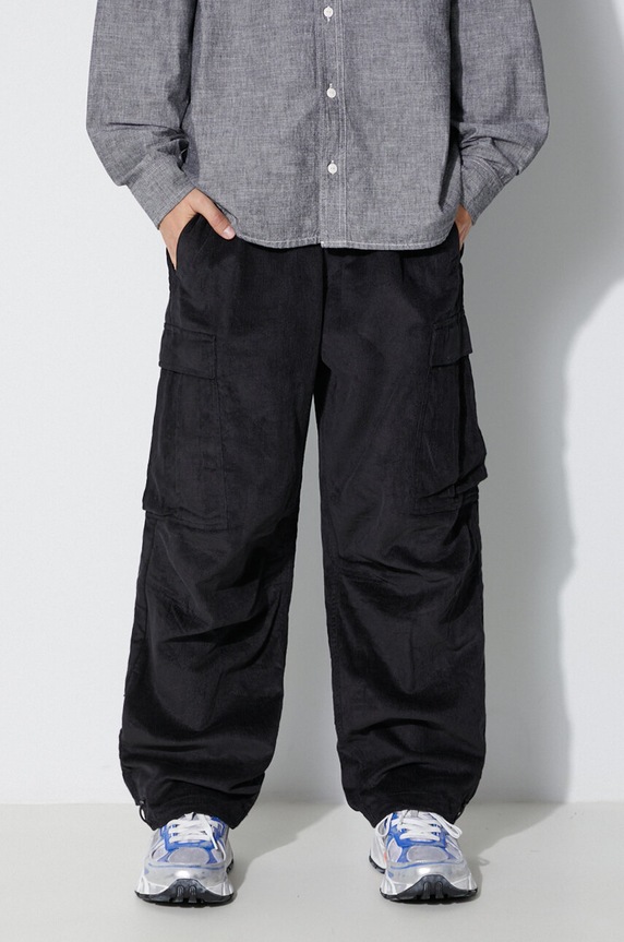 Maharishi corduroy trousers Utility Cargo Track Pants plain black 4569.BLACK