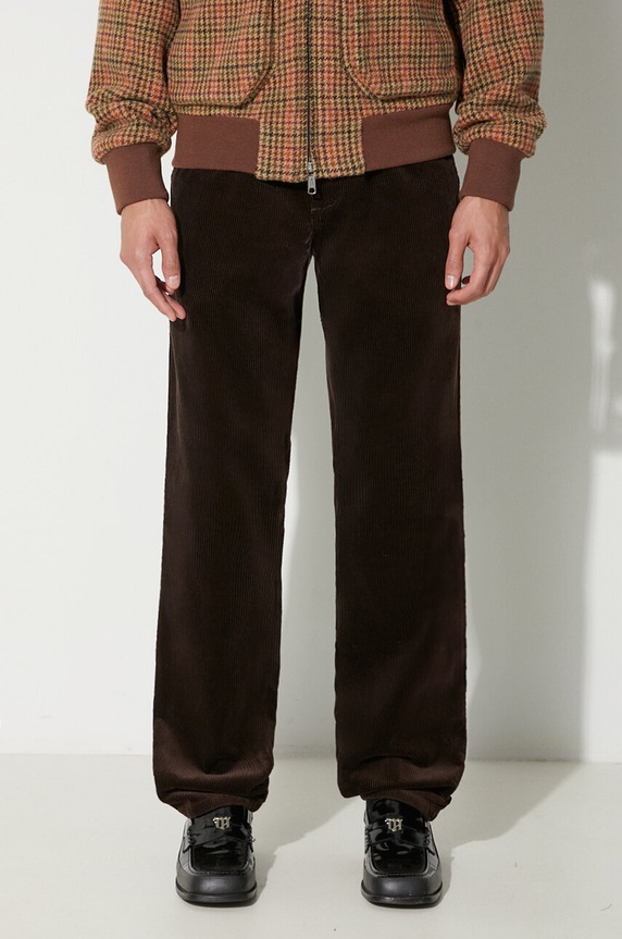 Norse Projects pantaloni de catifea cord Aros drept maro N25.0348.2022