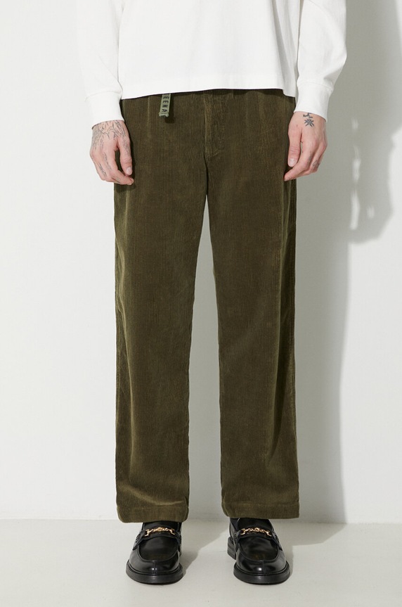 Human Made pantaloni de catifea cord Corduroy Easy uni verde HM26PT017
