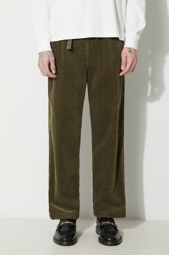 Human Made pantaloni de catifea cord Corduroy Easy uni verde HM26PT017