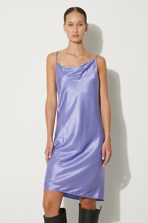 Samsoe Samsoe vestito con aggiunta di seta aderente violetto F23200091