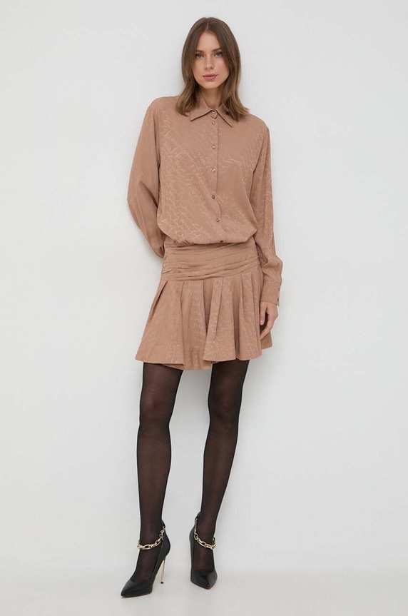 Šaty s příměsí hedvábí Pinko 102306.A193 béžová AW23