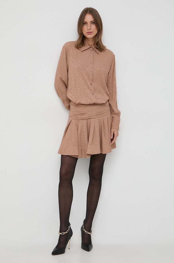 Šaty s příměsí hedvábí Pinko 102306.A193 béžová AW23