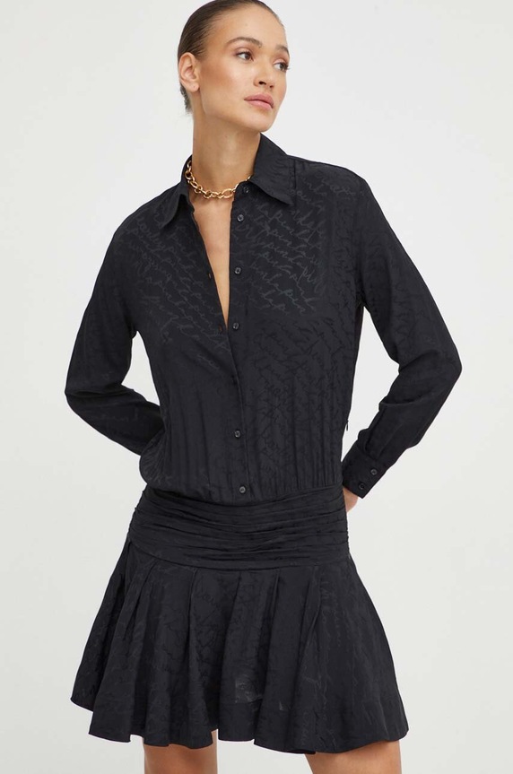 Φόρεμα από συνδιασμό μεταξιού Pinko 102306.A193 μαύρο AW23