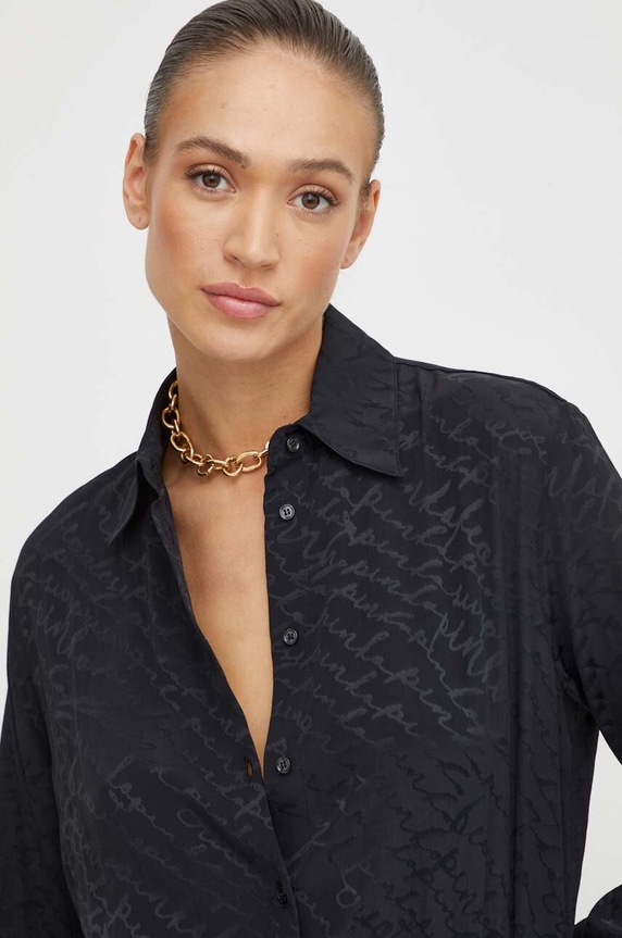 Φόρεμα από συνδιασμό μεταξιού Pinko μαύρο 102306.A193