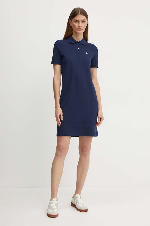 Bavlněné šaty Lacoste mini námořnická modř EF7767