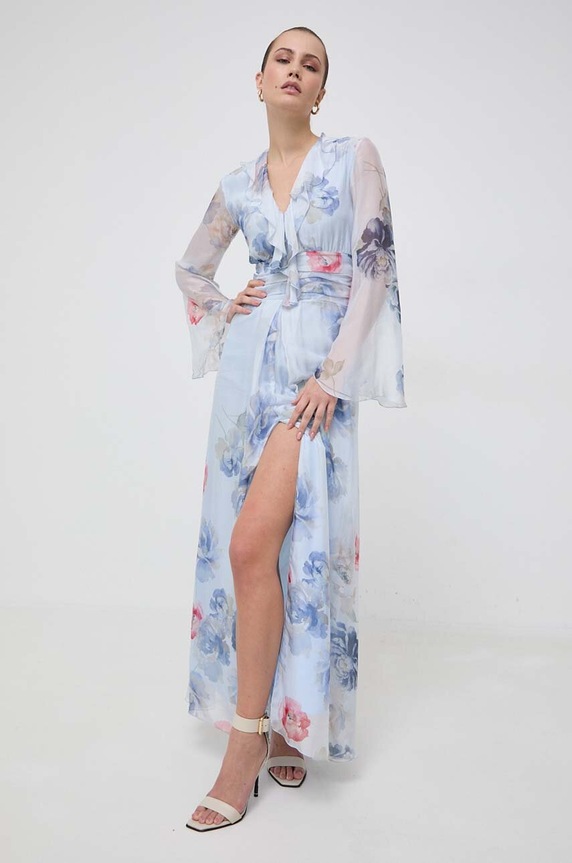 Blugirl Blumarine sukienka jedwabna niebieski RF3174.T3079