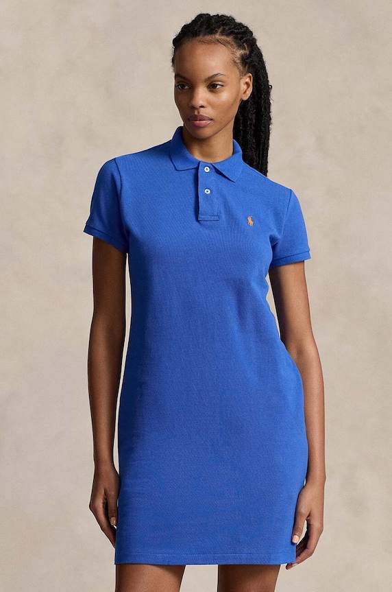 Βαμβακερό φόρεμα Polo Ralph Lauren μπλε 211799490