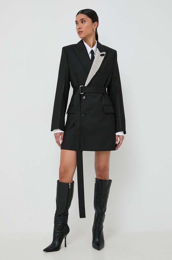 Victoria Beckham sukienka z domieszką wełny tkanina czarny 1423WDR005055B