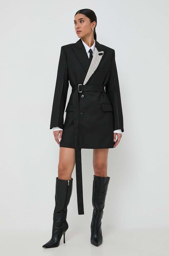 Victoria Beckham sukienka z domieszką wełny tkanina czarny 1423WDR005055B