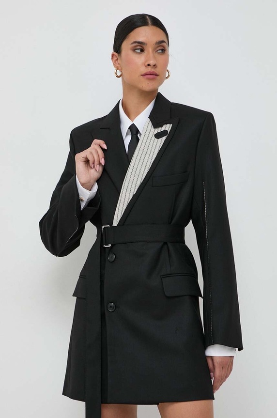 Victoria Beckham sukienka z domieszką wełny 1423WDR005055B czarny AW23