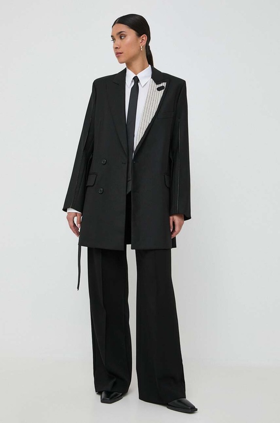 Victoria Beckham sukienka z domieszką wełny czarny 1423WDR005055B