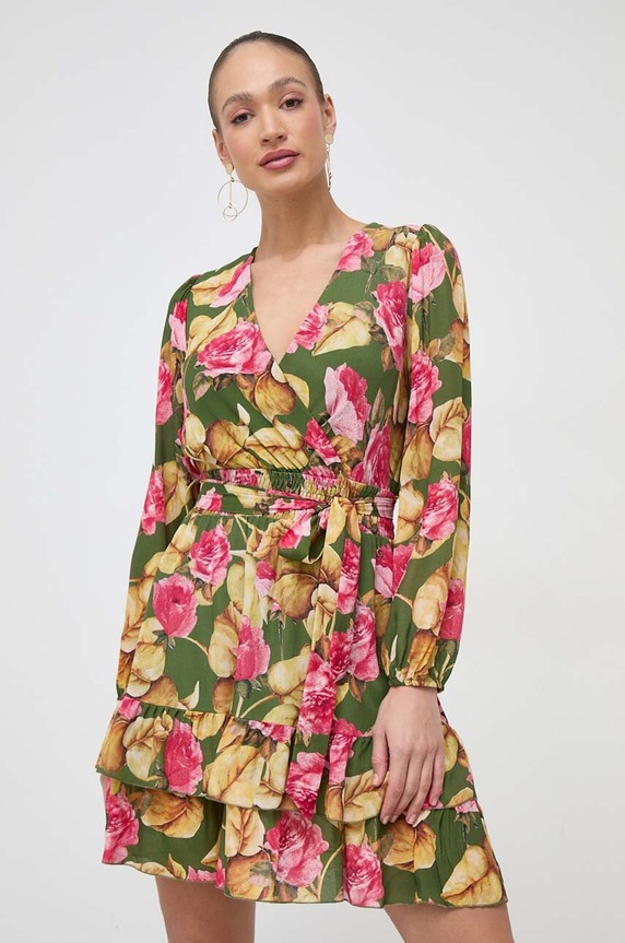 Guess selyemkeverékes ruha DIANA W4RK21.WF5K0 zöld SS24