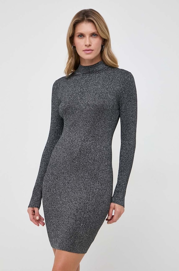 Šaty MICHAEL Michael Kors s elastanom strieborná MH381ZMAFB