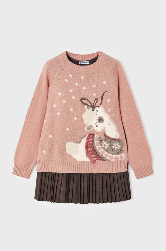 Mayoral sweter dziecięcy z domieszką wełny różowy 4923.6D.Mini.9BYX