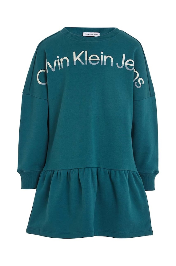 Dětské bavlněné šaty Calvin Klein Jeans IG0IG02227.9BYX zelená AW23