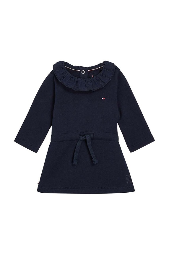 Бебешка рокля Tommy Hilfiger трикотаж тъмносин KN0KN01718.9BYX