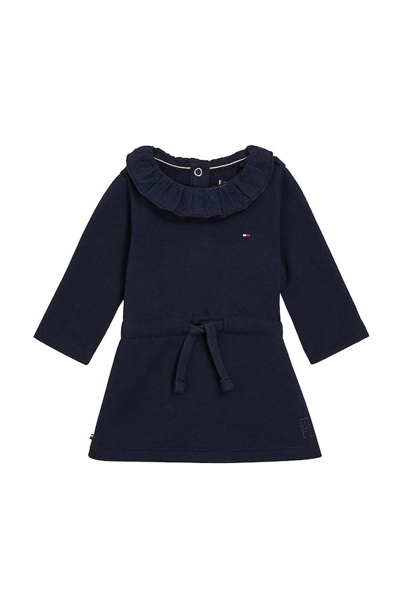 Бебешка рокля Tommy Hilfiger трикотаж тъмносин KN0KN01718.9BYX