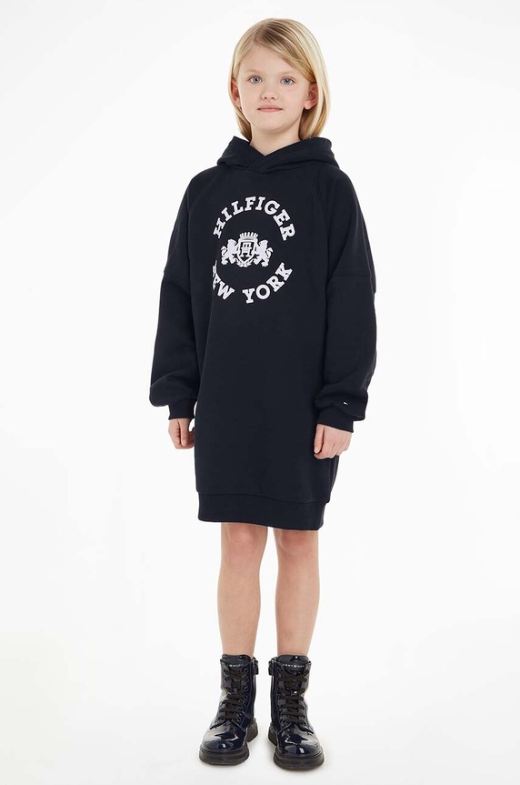 Детска рокля Tommy Hilfiger меланж тъмносин KG0KG07556.74.122.9BYX