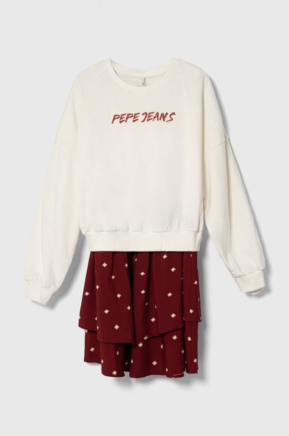 Pepe Jeans rochie fete mini burgundia PG951641