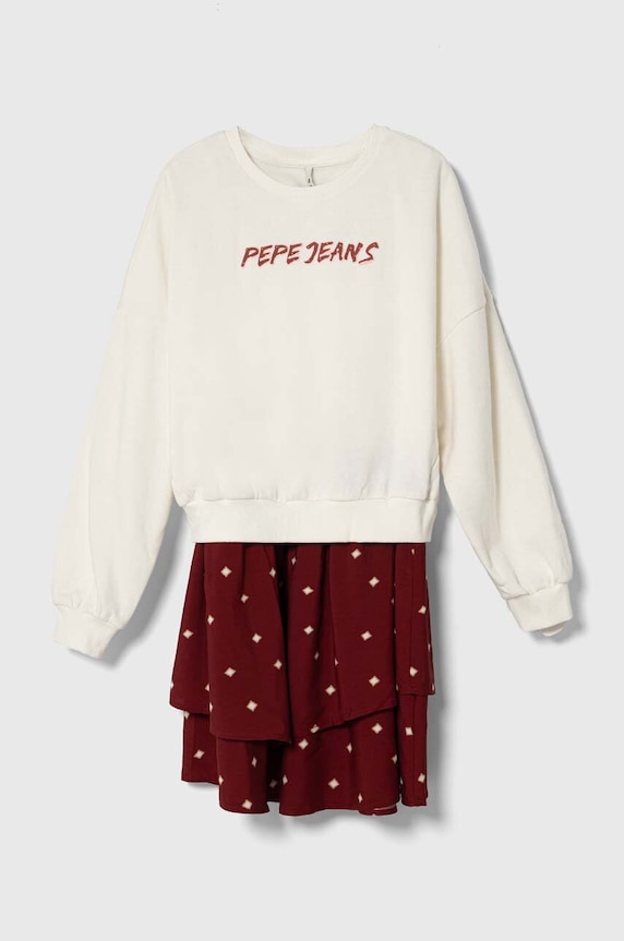 Pepe Jeans rochie fete mini burgundia PG951641