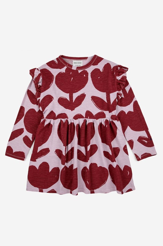 Детска памучна рокля Bobo Choses 223AC103 виолетов AW23