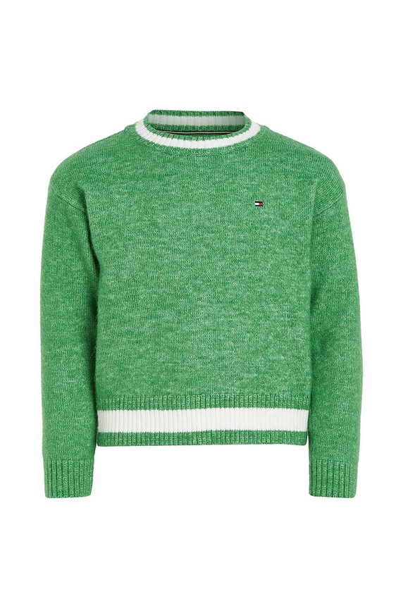 Tommy Hilfiger gyerek gyapjúkeverékből készült pulóver KB0KB08304.128.176.9BYX zöld AW23
