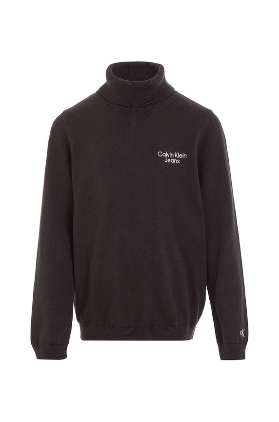 Παιδικό βαμβακερό πουλόβερ Calvin Klein Jeans IB0IB01331.9BYX μαύρο AW23