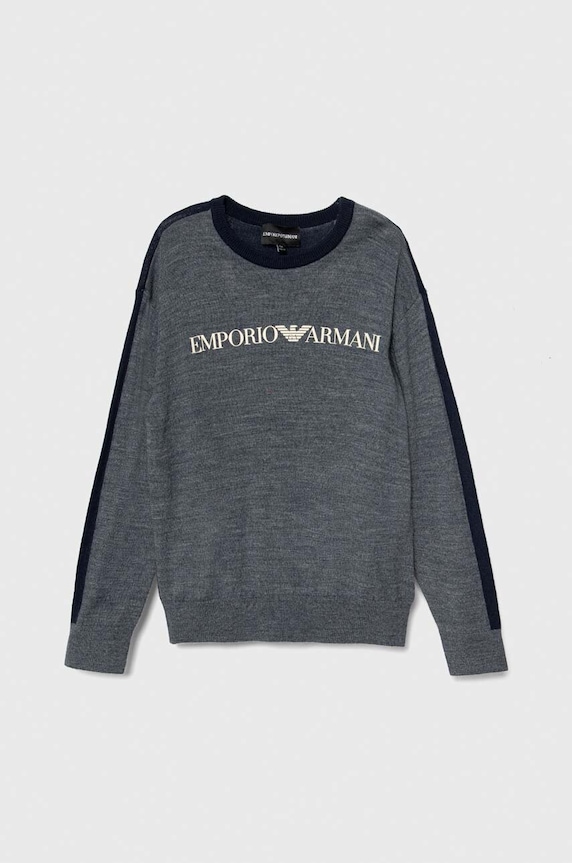 Dětský vlněný svetr Emporio Armani nášivka námořnická modř 6R4M62.4MHGZ