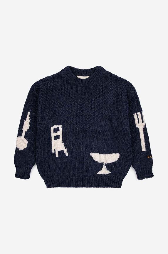 Dětský vlněný svetr Bobo Choses 223FC017 námořnická modř AW23