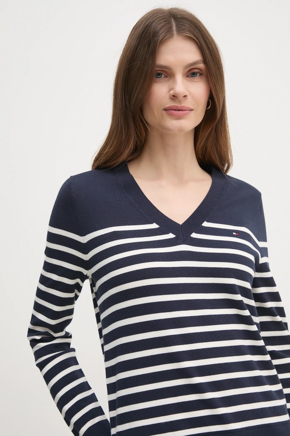 Sveter Tommy Hilfiger tmavomodrá WW0WW40098