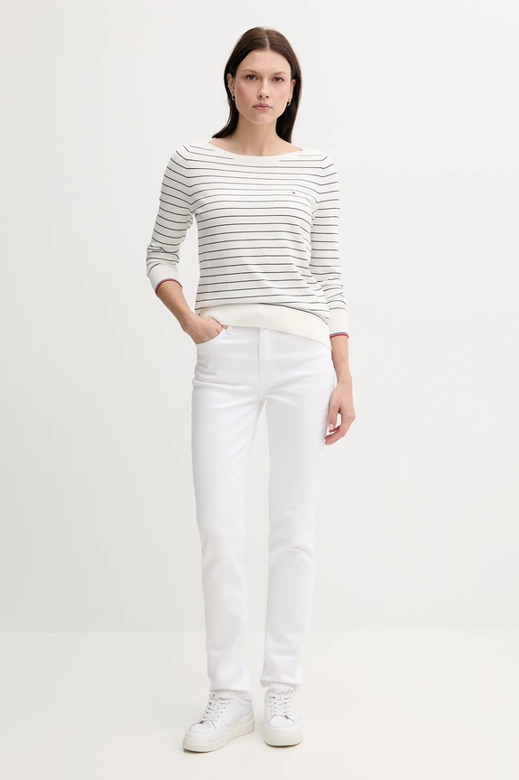 Πουλόβερ Tommy Hilfiger WW0WW40099 λευκό AW25