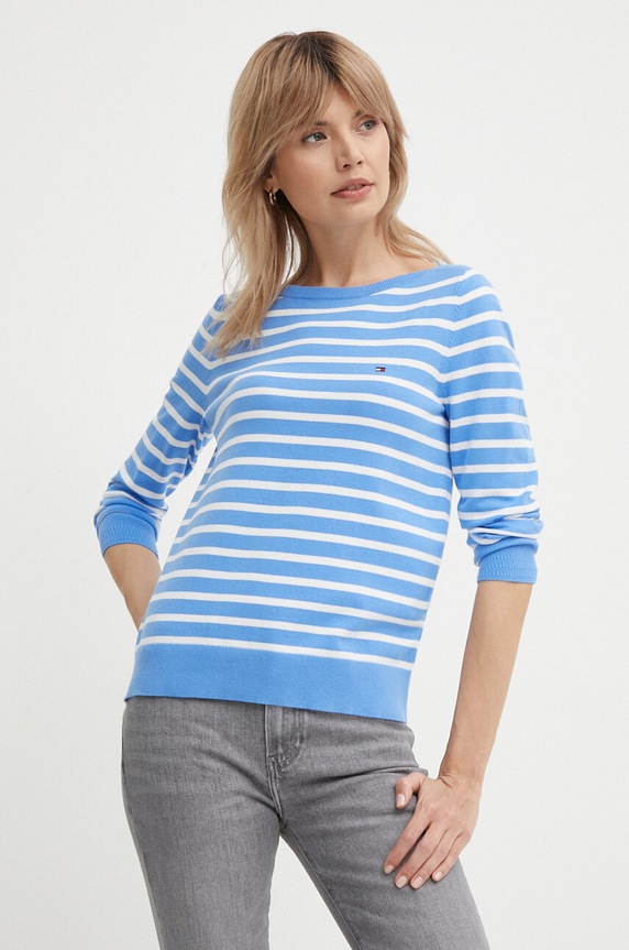 Tommy Hilfiger pulover subtiri albastru WW0WW40099