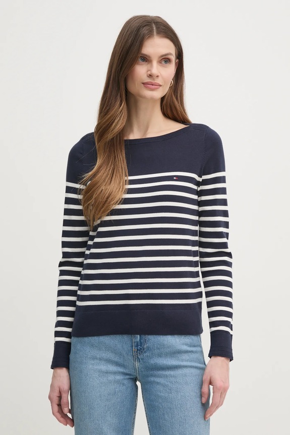 Tommy Hilfiger pulóver sima sötétkék WW0WW40099
