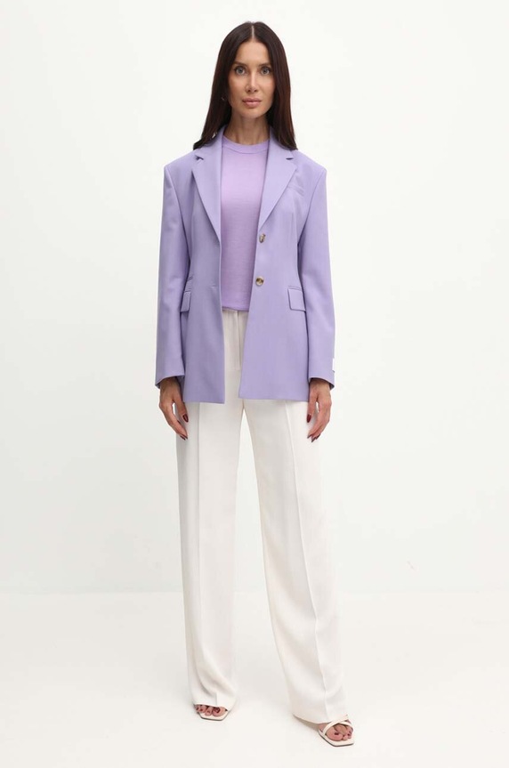 BOSS sweter wełniany 50492857 fioletowy AA00
