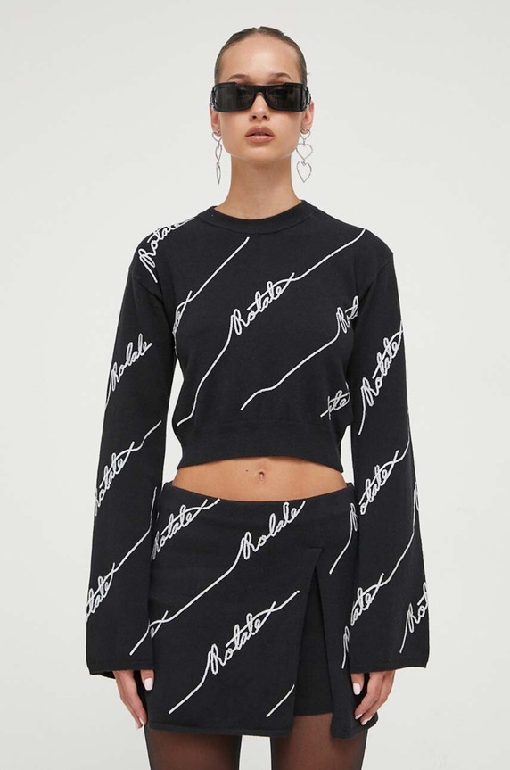 Rotate gyapjúkeverék pulóver fekete 110113100