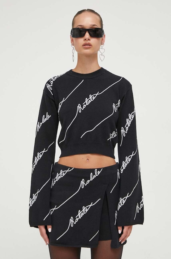 Rotate gyapjúkeverék pulóver fekete 110113100