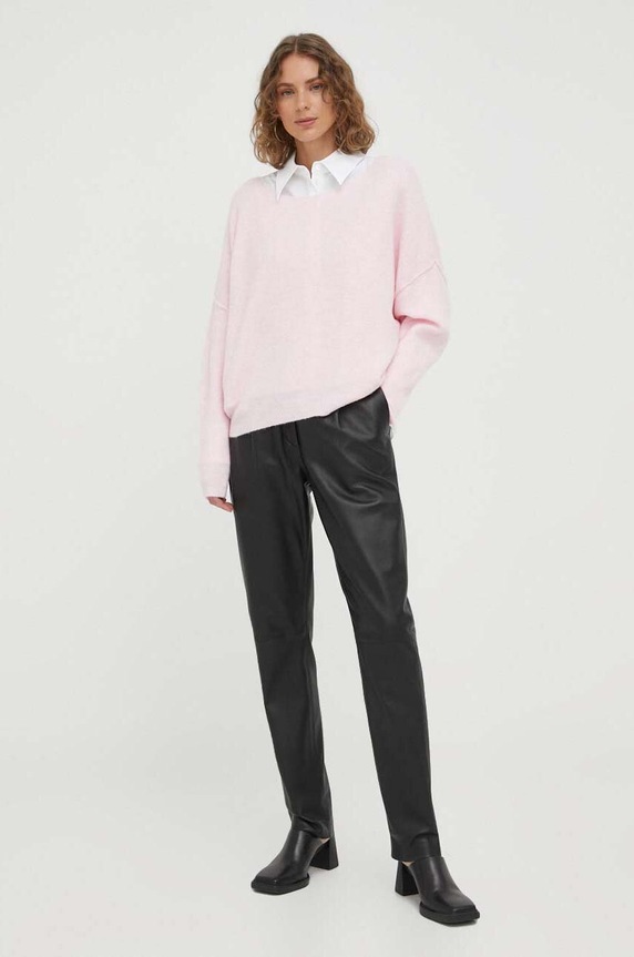 American Vintage sweter z domieszką wełny DAM225H23 różowy AW23
