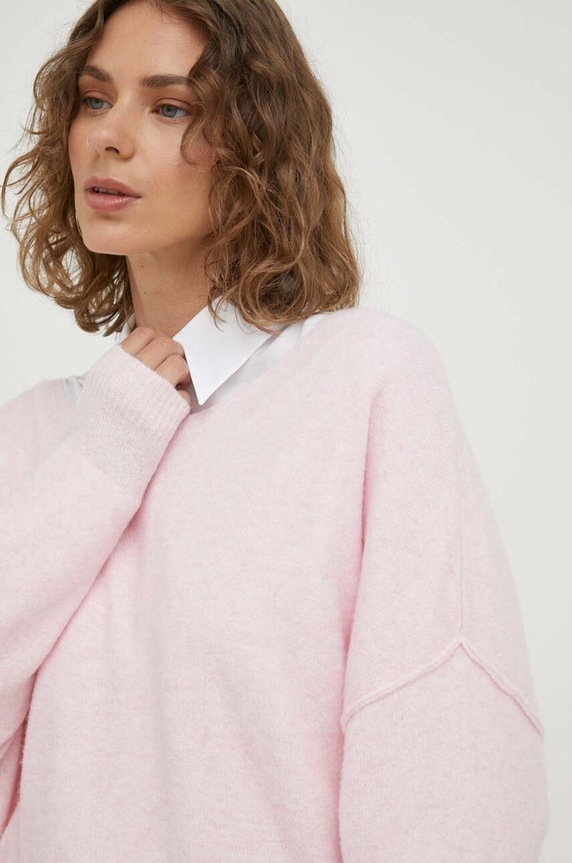 American Vintage sweter z domieszką wełny różowy DAM225H23