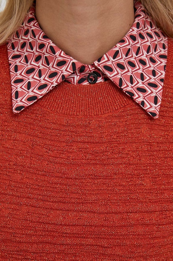 Sisley sweter 11PUM103E.902 pomarańczowy