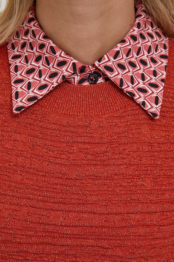 Sisley sweter 11PUM103E.902 pomarańczowy