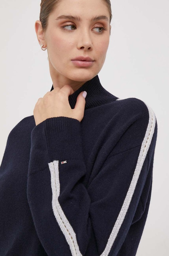 Tommy Hilfiger sweter wełniany granatowy WW0WW39894